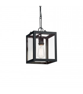 Igor 1 Light Ceiling Lantern Pendant Bar Black Clear Glass Plates E27