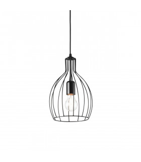 Ampolla 1 Light Ceiling Pendant Matt Black Cage Style E27-1