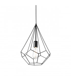 Ampolla 1 Light Ceiling Pendant Matt Black Cage Style E27-1