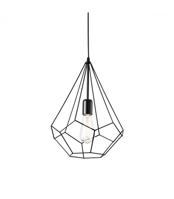 Ampolla 1 Light Ceiling Pendant Matt Black Cage Style E27-1