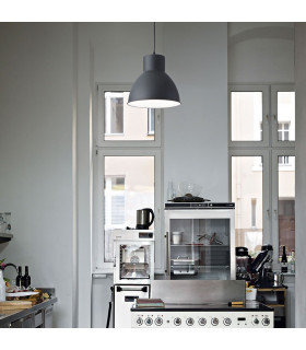 Metro 1 Light Dome Ceiling Pendant Black, E27