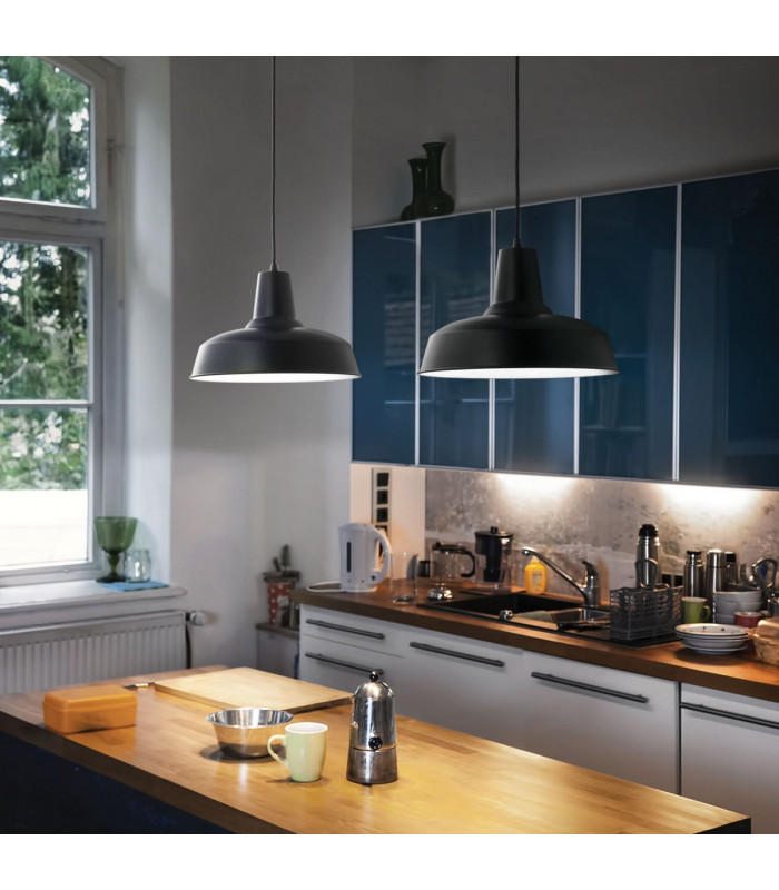 Moby 1 Light Dome Ceiling Pendant Black E27-2