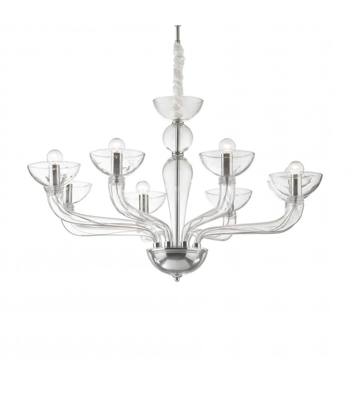 Casanova  8 Light Multi Arm Chandelier Clear Glass E14