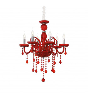 Giudecca  6 Light Chandelier Red Finish E14