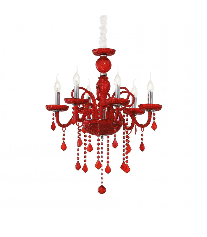 Giudecca  6 Light Chandelier Red Finish E14