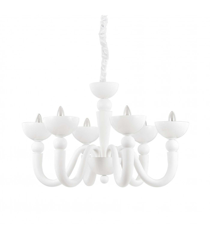 Bon Bon  6 Light Multi Arm Chandelier White Finish E14-1