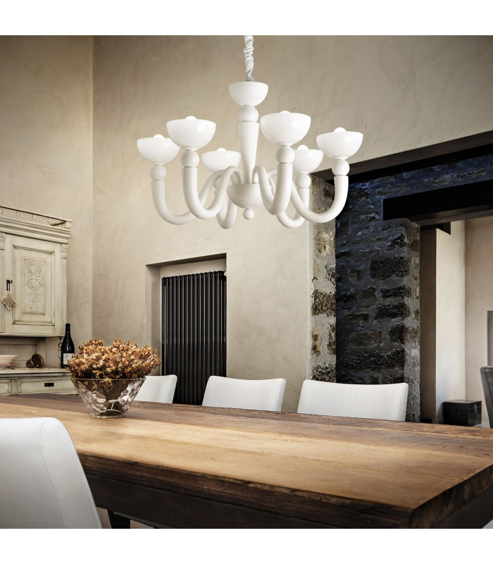 Bon Bon  6 Light Multi Arm Chandelier White Finish E14-2