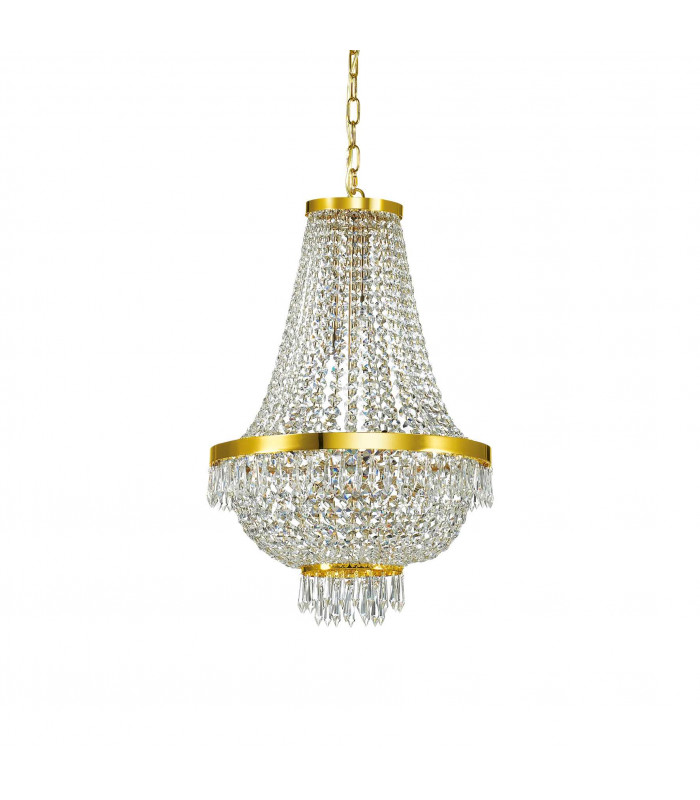 Caesar  9 Light Crystal Chandelier Gold Finish G9