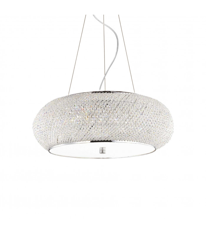 Pasha'  10 Light Ceiling Pendant Chrome with Crystals E14