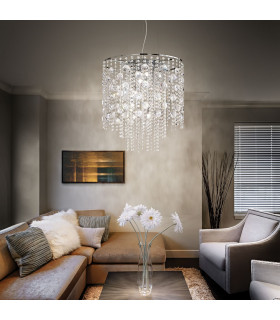 Evasione  10 Light Ceiling Pendant Chrome with Crystals G9-2