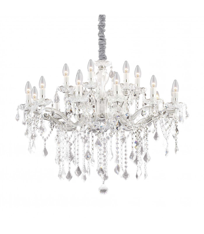Florian  18 Light Crystal Chandelier Chrome Finish E14