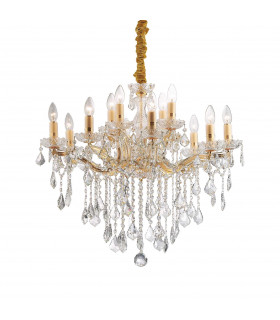 Florian  12 Light Crystal Chandelier Gold Finish E14