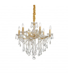 Florian  6 Light Crystal Chandelier Gold Finish E14