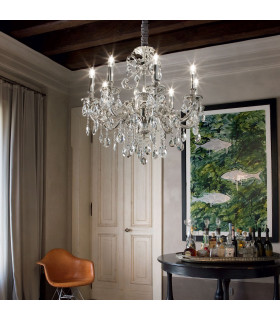 Gioconda  8 Light Crystal Chandelier Antique Silver Finish E14-2