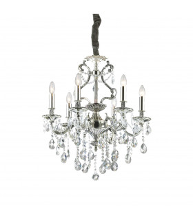 Gioconda  6 Light Crystal Chandelier Antique Silver Finish E14