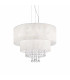 Opera  6 Light Ceiling Pendant Chrome Crystals with And White Shade E27