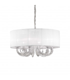 Swan  6 Light Multi Arm Ceiling Pendant Chrome Glass Six E14