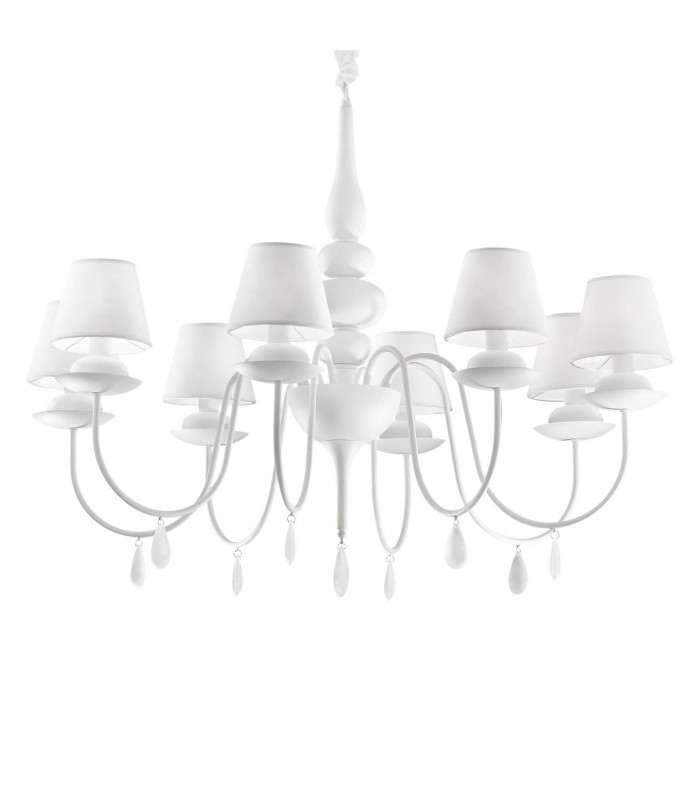 Blanche  8 Light Multi Arm Chandelier White Finish E14