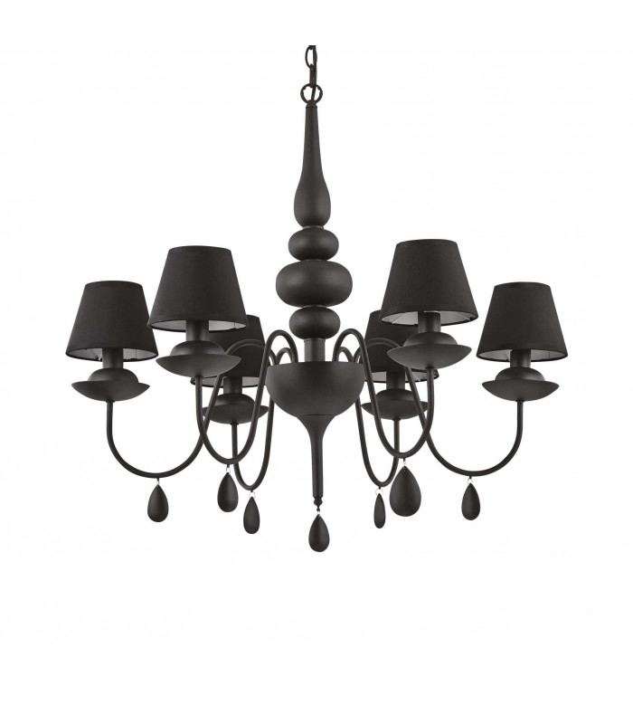 Blanche  6 Light Multi Arm Chandelier Black Finish E14