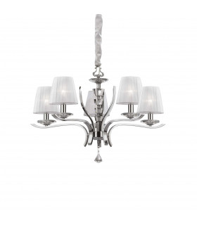 Pegaso  5 Light Crystal Multi Arm Chandelier Chrome White Finish E14
