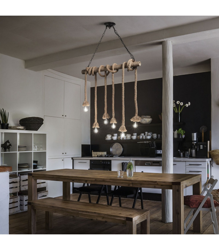 Canapa  6 Light Ceiling Pendant Brown E27-2