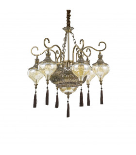 Harem  9 Light Multi Arm Chandelier Amber Antique Brass Finish E27-1
