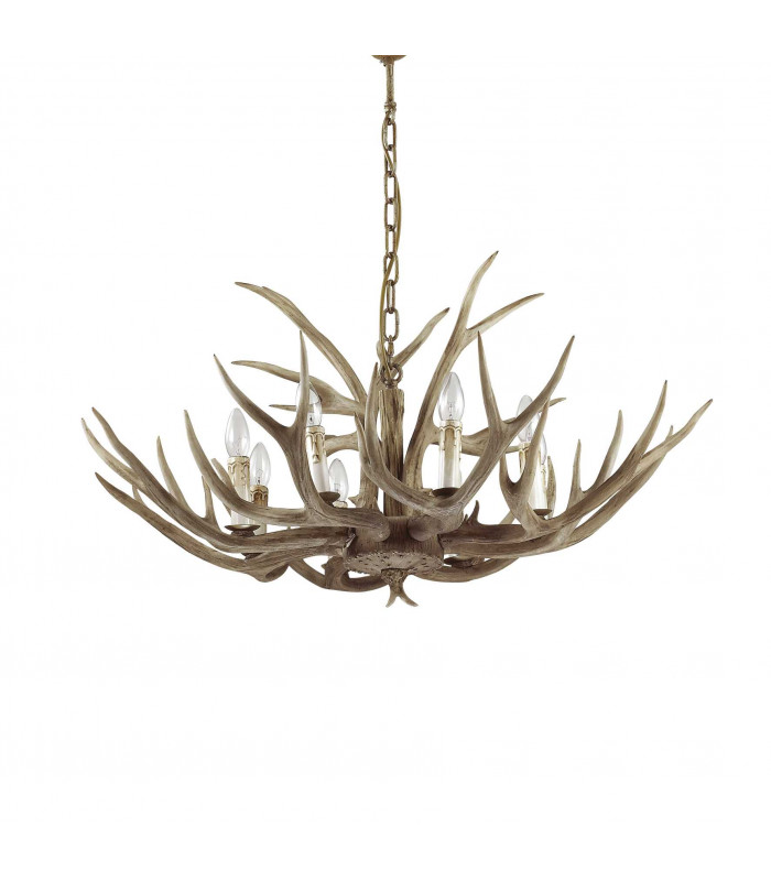 Chalet  8 Light Pendant Chandelier Light Brown E14