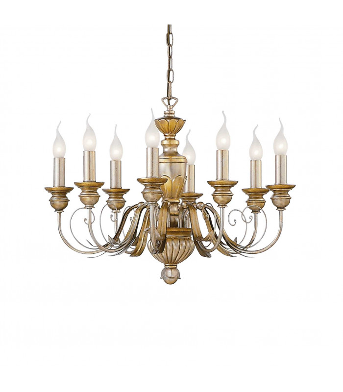 Dora  8 Light Chandelier Antique Brass Finish E14