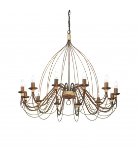 Corte  12 Light Chandelier Rust Brown Finish E14