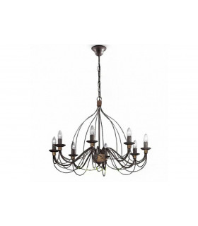 Corte  8 Light Chandelier Rust Brown Finish, E14