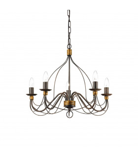 Corte  5 Light Chandelier Rust Brown Finish E14