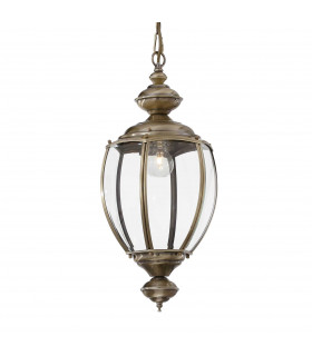 Norma 1 Light Ceiling Lantern Pendant Antique Brass Clear Glass E27