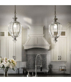 Norma 1 Light Ceiling Lantern Pendant Chrome Glass, E27