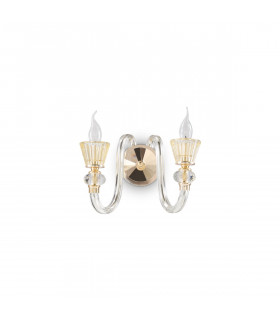 Strauss  2 Light Indoor Glass Candle Wall Light Rose Gold E14-1