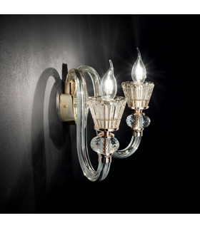 Strauss  2 Light Indoor Glass Candle Wall Light Rose Gold E14-2