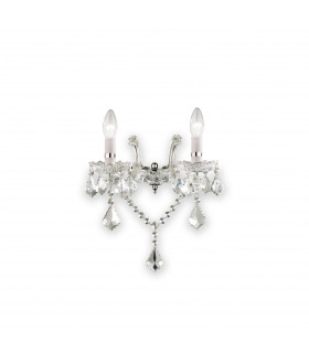 Florian  2 Light Indoor Glass Candle Wall Light Chrome with Crystals E14