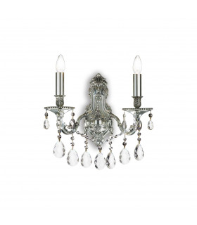 Gioconda  2 Light Indoor Candle Wall Light Silver with Crystals E14