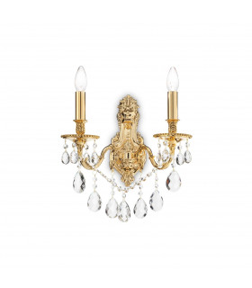 Gioconda  2 Light Indoor Candle Wall Light Gold with Crystals E14