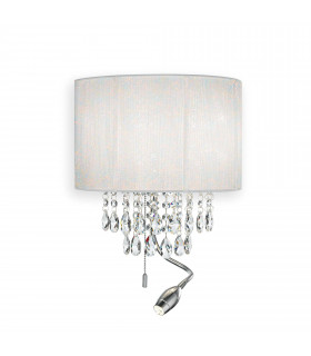 Opera  LED 3 Light Indoor Wall Light Chrome Crystals And White Shade E14