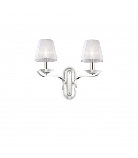 Pegaso  2 Light Indoor Candle Wall Light Chrome White with Organza Shades E14