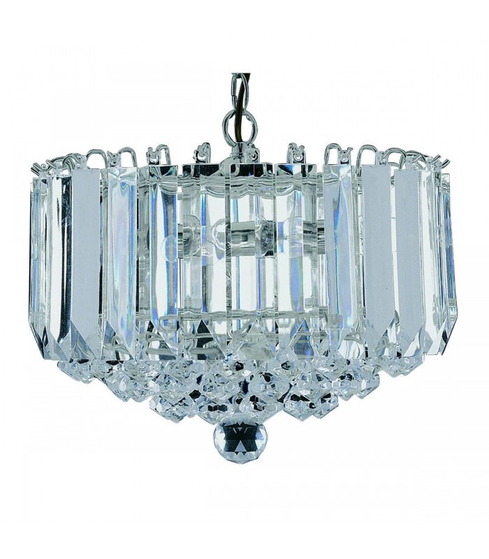 4 Light Ceiling Pendant Chrome with Crystals, E14 - 1