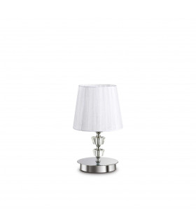 Pegaso 1 Light Large Table Lamp Chrome White Crystal with Organza Shade E14