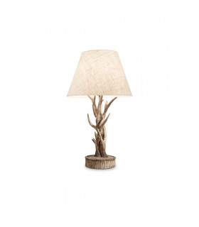 Chalet 1 Light Wood Table Lamp Brown with Shade E27