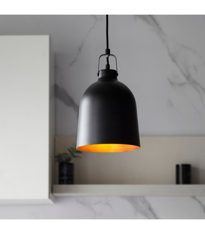 Lazenby 1 Light Pendant Light Matt Black Aged Pewter Paint-2