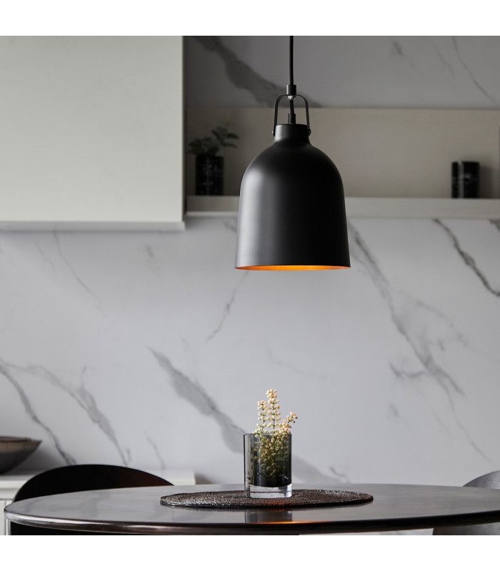 Lazenby 1 Light Pendant Light Matt Black Aged Pewter Paint-3