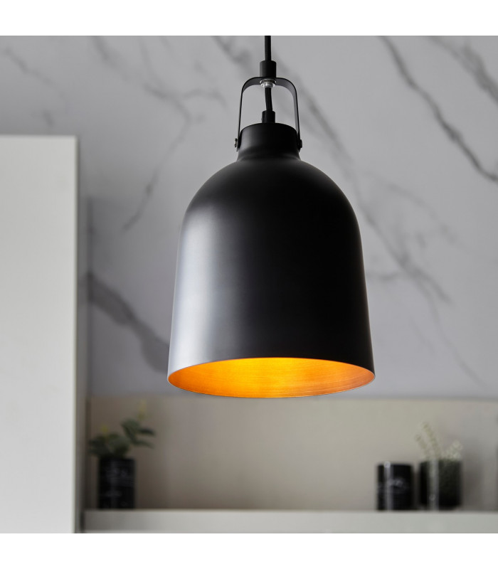 Lazenby 1 Light Pendant Light Matt Black Aged Pewter Paint-4
