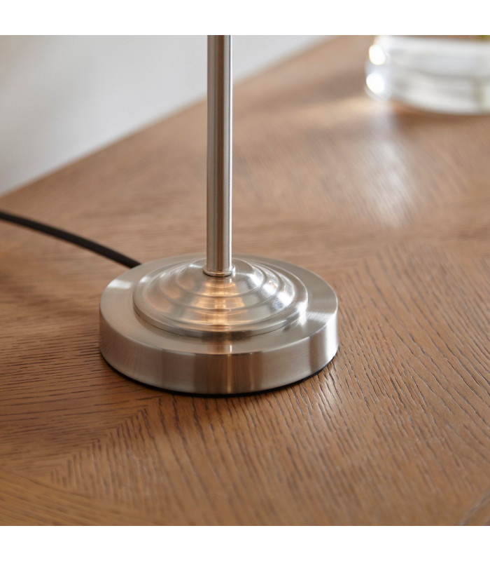 Highclere 1 Light Table Lamp Brushed Chrome Plate Natural Linen-7