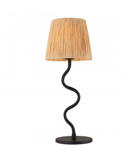 Wriggle 1 Light Table Lamp Matt Black Natural Raffia-1
