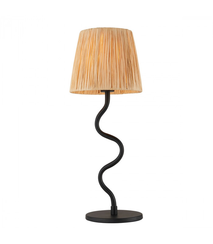 Wriggle 1 Light Table Lamp Matt Black Natural Raffia-1
