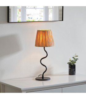 Wriggle 1 Light Table Lamp Matt Black Natural Raffia-2